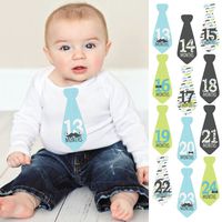 Dashing Little Man Mustache - Tie Baby Boy Second Year Monthly Sticker Set - Baby Shower Gift Ideas -13-24 Months Necktie Stickers