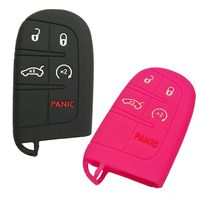 Alegender Qty(2) Rubber Key Fob Cover Case Holder Skin Protector for Jeep Grand Cherokee Chrysler 200 300 Dodge Durango Charger Challenger Journey 5 Buttons Keyless