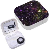 Portable Contact Lens Case Box Travel Kit Mirror + Bottle + Tweezers Container Holder [ Colour Splash Night Galaxy ]