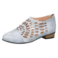 ZOMUSAR Shoes for Ladies, Women's Fashion Rome Retro Square Heels Pointed Toe Hollow Out Leather Shoes Gray