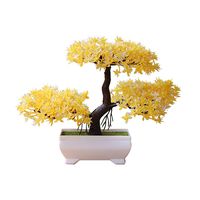 dezirZJjx Artificial Plants Welcoming Pine Bonsai Simulation Artificial Potted Plant Ornament Home Decor - Yellow