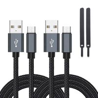 PS4 Controller Charging Cable, 2 Pack 10Ft Braided Charging Cable Compatible with Xbox One Controller, Joyhill Micro USB Data Sync Cord for Cellphone (Balck)