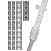 GRIVER 4 Pin LED Connector for Waterproof 5050 LED Strip Light- Strip to Wire Quick Connection (48Pcs 4-Pin Strip to Wire Connectors)