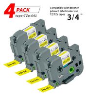 P Touch Label 4Pack TZ641 TZo641 TZe Labeling Tape Cartridge Label Orison Black on Yellow Compatible with Brother Label Maker Tape 18mm 3/4 Inches 26.2ft Cassette Refills