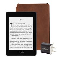 Kindle Paperwhite Essentials Bundle including Kindle Paperwhite - Wifi with Special Offers, Amazon Premium Leather Cover, and Power Adapter
