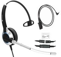 TruVoice Deluxe Single Corded Headset with Noise Reduction Voice Tube and Adapter Cable for iPhone, Samsung, HTC, LG, BlackBerry, ZTE, Huawei Mobile Phone and All Smartphones with 3.5 mm Jack
