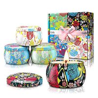 Scented Candles Gift Sets for Women,Natural Soy Wax Portable Travel Tin Candles,Birthday Gifts Christmas Bath Yoga Aromatherapy,Lavender,Jasmine,Vanilla,Gardenia,4x4.4Oz (Flower 4 Pack)