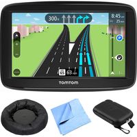 TomTom Automobile Portable 5" GPS Navigator with Lifetime Maps (1AA5.019.00) with Universal Weighted GPS Navigation Dash-Mount, Microfiber Cleaning Cloth & Hard EVA Case for Tablets and GPS 5 Inch