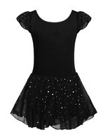 Arshiner Girls Ruffle Sleeve Ballet Dance Dress Tutu Skirted Leotard, 6-7 Years, Black