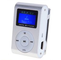 Mini Clip Metal Mp3 Player With LCD Screen + Micro / TF Slot Mp3 Black Support 16GB (not include SD card） (Silver)