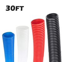 30FT Polyethylene Split Loom Wire Corrugated Flexible Protect Delicate Cabling Hose Cover Car 3/4" (20mm) White More Choices