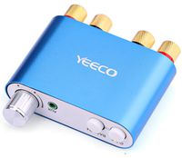 Yeeco Mini Bluetooth Power Amplifier 50Wx2 DC 9V-24V Dual Channel Wireless Audio Receiver 12V 5A Hi-Fi Digital Amplifier DC Adapter with AUX/USB/Bluetooth Input - Blue