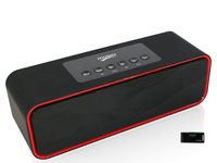 Portable Bluetooth Stereo Speaker, with 2x5W Acoustic Drivers, Dual Subwoofer, FM Radio, Handsfree Speakerphone, Slots for Micro SD Card, USB and AUX-in, for Smart Phone, MP3, MP4, iPad, Tablet