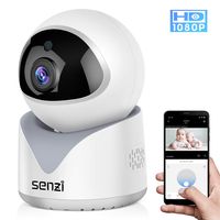 Senzi IP Camera Baby 1080P Pet Smart Auto Motion Tracking Baby Sound Detection Night Vision 30ft Cloud Service 2.4GHz Two-Way Audio Motion Sound Detection Pan Tilt Zoom with TF Card Slot