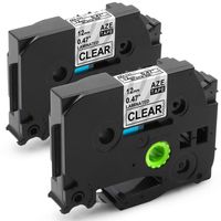 Compatible P-Touch Label Tapes Clear TZe131 2Pack 12mm 0.47 Inch Laminated TZe-131 for Label Makers PT-9600 PT-D210 PT-D200 PT-1890 and More 26.2 Feet