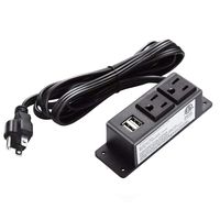 Power Strip with USB,2 AC Outlets 2 USB Charging Ports Mounting Power Center,6.5fT Power Strip Heavy Duty Extension Cord,Mountable Under Desk/Table Wall Socket(Black)