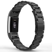 MoKo Fitbit Charge 2 Band, Universal Stainless Steel Watch Band Strap Band Bracelet + Connector for 2016 Fitbit Charge 2 Heart Rate + Fitness Wristband (Smart Watch NOT Included), Black