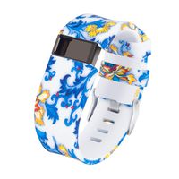 Gealpoor Newest Colorful Flower for Charge HR Bands,Soft Silicone Replacement Adjustable Band Sports Strap for Fitbit Charge HR Large/Small for Womens/Mens/Girls (S, Blue and White)