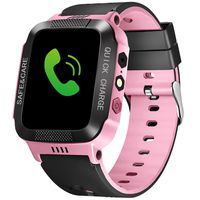 Bluetooth Smartwatch Touch Screen Wrist Watch with Camera/SIM Waterproof Phone Smart Watch Sports Fitness Tracker Girls Boys Smart Watches with Children's Smart Wrist Kids Gifts Learnin (Black Pink)
