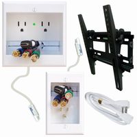 PowerBridge Solutions TWO-CK-TVMS DIY-Series Dual Outlet Cable Management System with Flat Screen LED TV Mount for Small 17-Inch to 37-Inch Television Screens