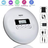 Portable CD Player,CCHKFEI Personal CD Player with LCD Display, Shockproof Function Anti-Skip Protection Compact Disc Player with Earphone and Power Adapter (White)