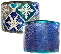 3-Yard Blue Collection Wire Edge Ribbon (Snowflake & Blue)