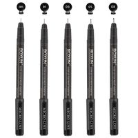 Micro-Line Pen Fine Point Black Fineliner Pens - Set of 5, Waterproof Archival Ink Drawing Pen for Sketching, Illustration, Manga, Outline, Technical Drawing