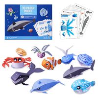 TRAVER DREAM 3D Paper Art Craft,DIY Art Paper Kit 10-Pack,Foldable Paper Crafts,Toddler Crafts Art Toys,Paper Plate Craft Art kit,Perfect for Parent-Child Game,Groups,Classroom, Sea Animal Set