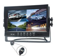 Padarsey 9" TFT LCD Car Rearview Quad Split Monitor,Remote Control, 4 Channels 4-PIN Connector Video Inputs Shockproof - 12V-24V 800480HD Screen w/Sunshade Anti-Glare