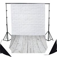 Focussexy 3X5ft Cloth Photography Background White Brick Wall Wood Floor theme Backdrops Photo Studio Backdrop Props 0.9 x1.5m