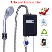 SUQIAOQIAO 3800W Mini Tankless Instant Electric Hot Water Heater Shower Heater Set LCD Temperature Display Bathroom Water Shower System