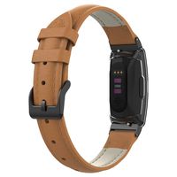 UMTELE Compatible for Fitbit Inspire HR Leather Bands with Clear TPU Full Cover Screen Protective Case Repacement Bands for Fitbit Inspire & Inspire HR (Khaki+Clear)