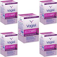 Vagisil Anti-Itch Medicated Wipes, Maximum Strength, 12 Wipes - Pack of 5