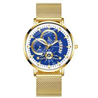 Fashion Watches for Men Casual Business Stainless Steel With Luminous Dial Mesh Bands Quartz Watch (C)