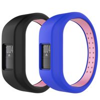 MoKo Watch Band Compatible with Garmin Vivofit 3 Only, [2-Pack] Soft Silicone Unadjustable Replacement Strap Bracelet Fit Garmin Vivofit 3, Small Size - Black & Pink + Blue & Pink