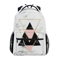 Geometric Marble Stone Travel School Laptop Backpack for Girls Boys Kids, Gold Black Triangle Water Resistant College Bookbags Elementary School Bags Computer Outdoor Daypack Bookbag for Men Women