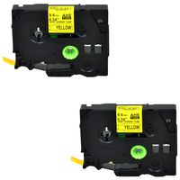 NineLeaf 2 Roll Black on Yellow Heat Shrink Tubes Label Tape Compatible for Brother HSe-621 HSe621 HS621 HS-621 for P-Touch PT1180 PTD200 PT1090 Label Maker - 8.8mm (0.34inch) x 1.5m (4.92ft)