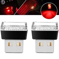 BukNikis USB Car LED Atmosphere lights Mini LED Ambient Kit Car Accessories Lighting Universal (Red, 2 PCS)