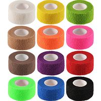 Mudder 12 Pack Wrap Tape Sports Tape Self-Adherent Tape Pressure Wrap Bandage Rolls for Wrist Ankle (12 Colors, 1 Inch x 5 Yards)