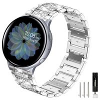 Sankel Compatible for Samsung Galaxy Watch Active/Active 2 40mm&44mm Bands,Jewelry Metal Rhinestone Replacement Bracelet Strap Wristband for Galaxy Watch Active/Galaxy Watch 42mm/Gear Sport (Silver)
