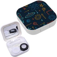 Portable Contact Lens Case Box Travel Kit Mirror + Bottle + Tweezers Container Holder [ Robots ]