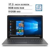 2019 Newest HP Pavilion 17.3 Inch HD Laptop (8th Gen Inter Core i3-8130U up to 3.4GHz, 8GB DDR4 RAM, 512GB SSD, Intel UHD Graphics 620, WiFi, Bluetooth, HDMI, Windows 10, Silver)