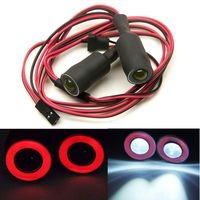 MOHERO 2 LEDs Angel Eyes & Demon Eyes LED Light Headlights for 1/10 RC Model Crawler Cars Headlamps (Red+White, 13mm)