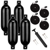 VIVOHOME Vinyl Ribbed Marine Boat Fenders for Bumper Shield Protection 8.5 Inch x 27 Inch Black Pack of 4