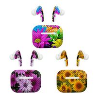 MightySkins 3 Pack of Carbon Fiber Skin for Apple Airpods Pro - Colorful Flowers | Protective, Durable Textured Carbon Fiber Finish | Easy to Apply, Remove, and Change Styles | Made in The USA
