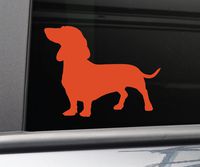 Dachshund Vinyl Decal Laptop Car Truck Bumper Window Sticker, 5.5" x 4.25", Orange