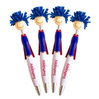 Live Happy Mop Topper Screen Cleaner Pens - Fun Pens For Kids and Adults (4-Pack of Pens with Black Ink) ("Superhero" Red, White and Blue)