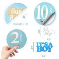 Baby Milestone Stickers Baby Monthly Sticker First Year Gender Neutral Milestone Belly Sticker Set of 22+2 Nursery Letter Decoration Milestone Age Sticker Baby (boy for 7-12 Month)
