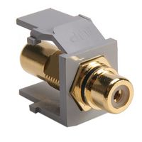 Leviton 40830-BGE QuickPort RCA, Gold-Plated Connector with Black Stripe, Grey