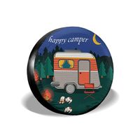 HAINANBOY Happy Camper Spare Tire Covers Potable Corrosion Wheel Covers Sun-Proof for Jeep Trailer RV SUV Truck Camper Travel Trailer Accessories 14 15 16 17 Inch